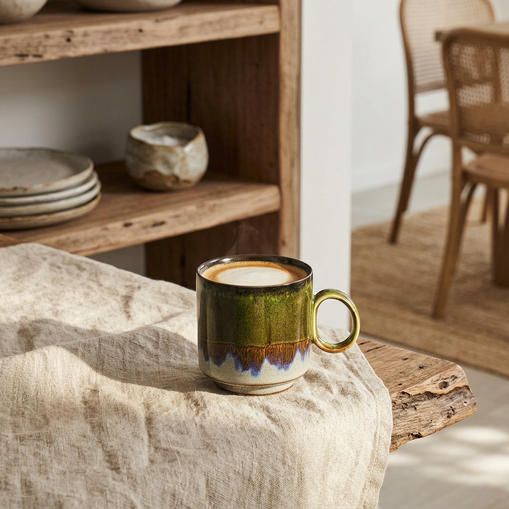 Green Reactive Glaze Ceramic Mugs 150 ml, Set of 2 – view 2
