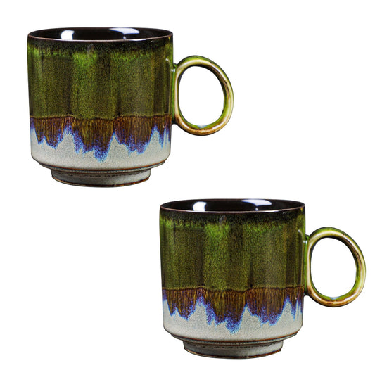 2pcs Ceramic Coffee Mug Special Active Glaze Large Coffee Mug for Office 150ml Capacity Green – view 1
