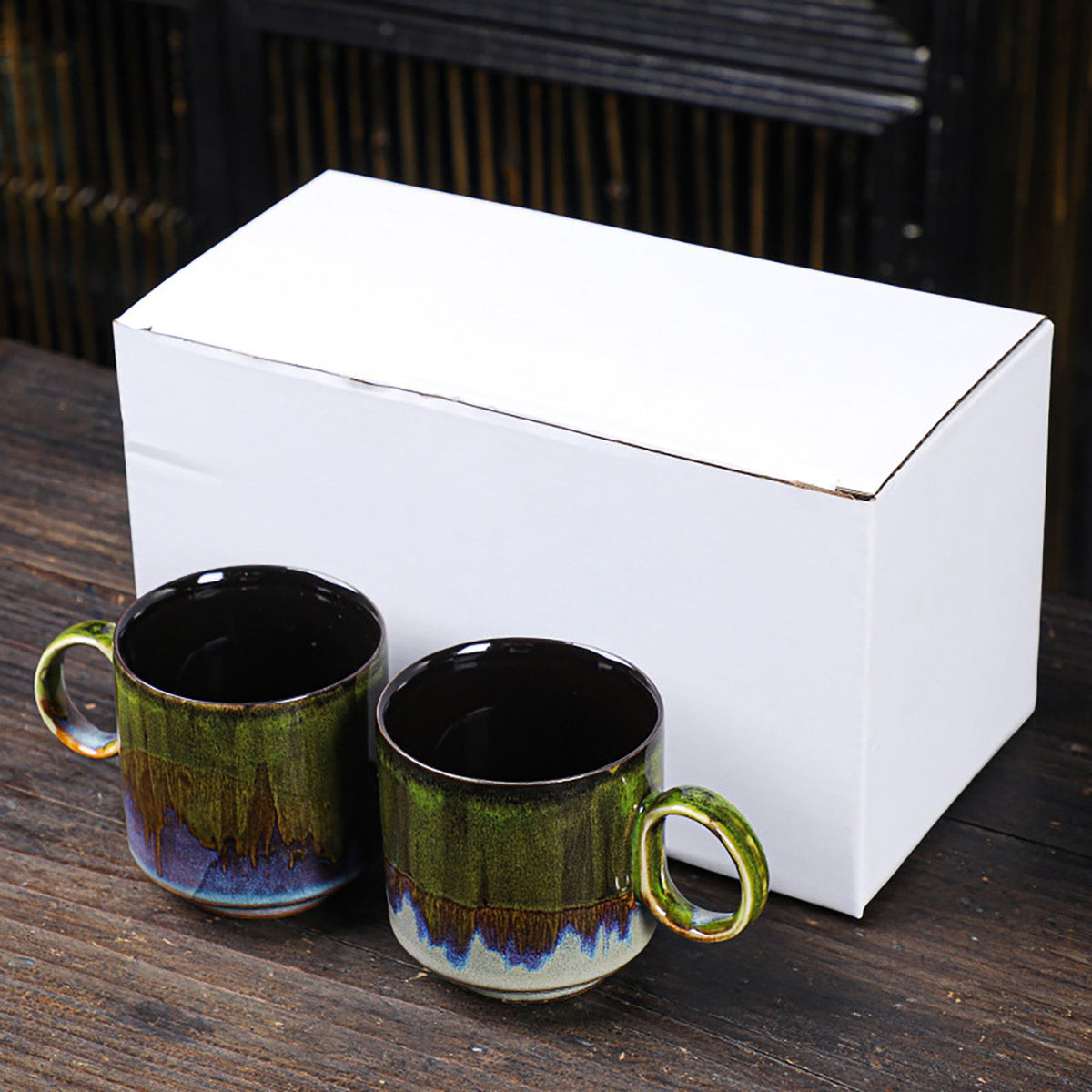 2pcs Ceramic Coffee Mug Special Active Glaze Large Coffee Mug for Office 150ml Capacity Green – view 2