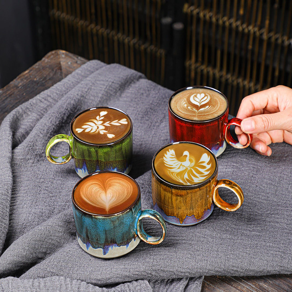 2pcs Ceramic Coffee Mug Special Active Glaze Large Coffee Mug for Office 150ml Capacity Green – view 6