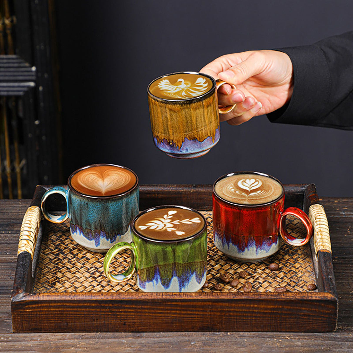 2pcs Ceramic Coffee Mug Special Active Glaze Large Coffee Mug for Office 150ml Capacity Green – view 9