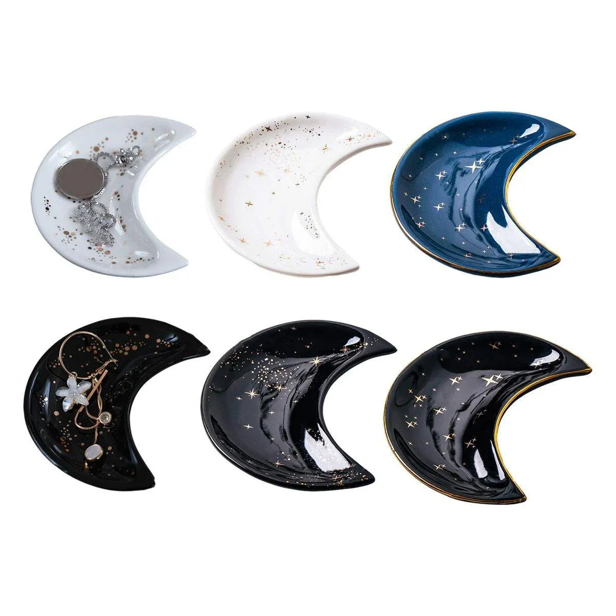 Moon Shaped Decorative Plate Fruit Tray Jewelry Storage Rack Dip Saucer for Home – view 3