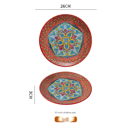10-Inch Bohemian Ceramic Shallow Plate – Isidil