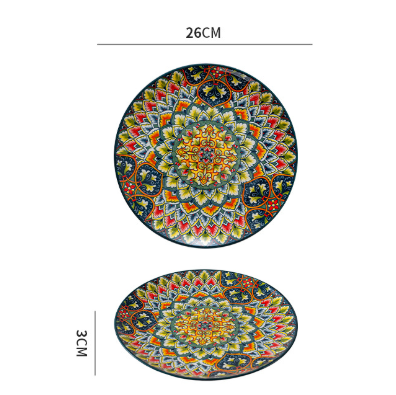 10-Inch Bohemian Ceramic Shallow Plate – Green
