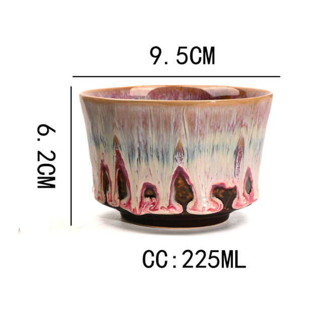 225ml Ceramic Kiln Glazed Coffee Latte Art Cup - Retro Style Matcha Bowl – view 2