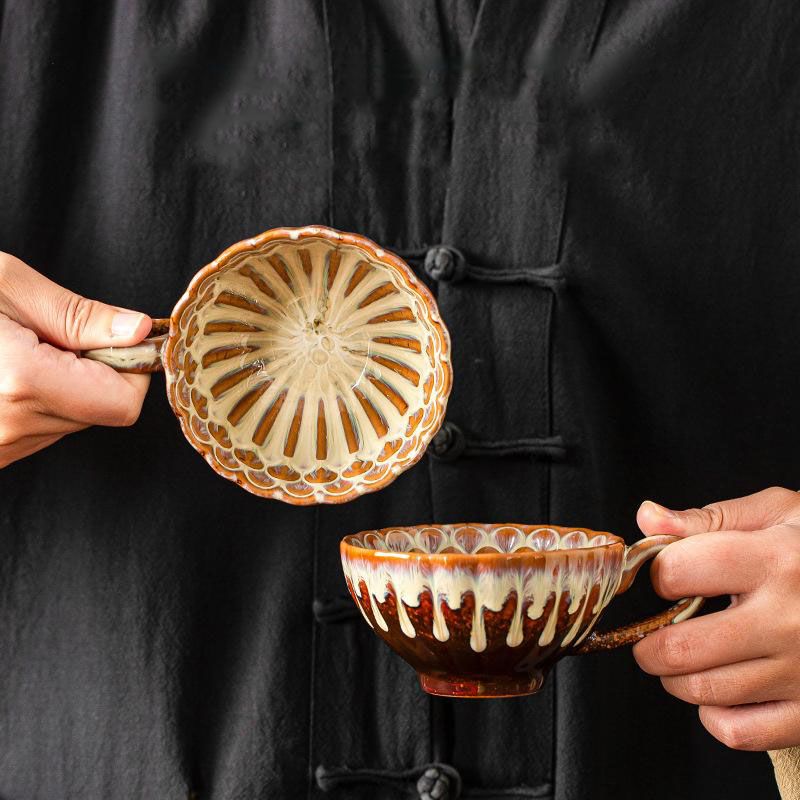 Handmade Ceramic Coffee Cup Set with Walnut Coaster – view 5