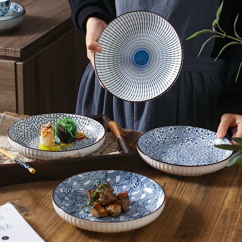 Ceramic Dinner Plates Set Of 4 – Indigo Style 1