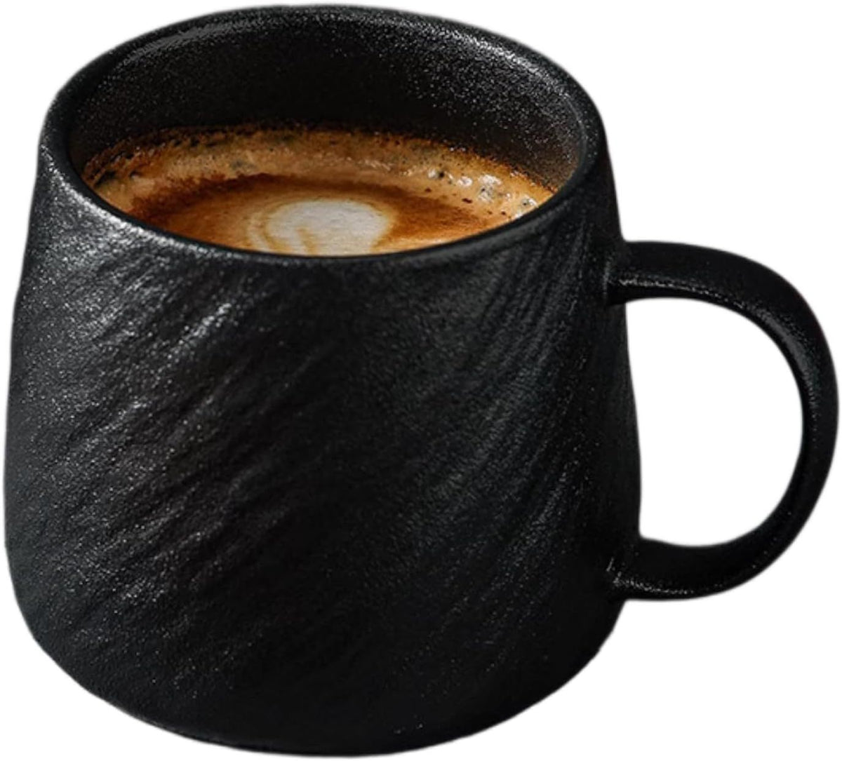 17 Oz Minimalist Ceramic Coffee Mug Tea Mug with Rock Texture Surface, Large Capacity Drinking Cup for Office Home (black,17
