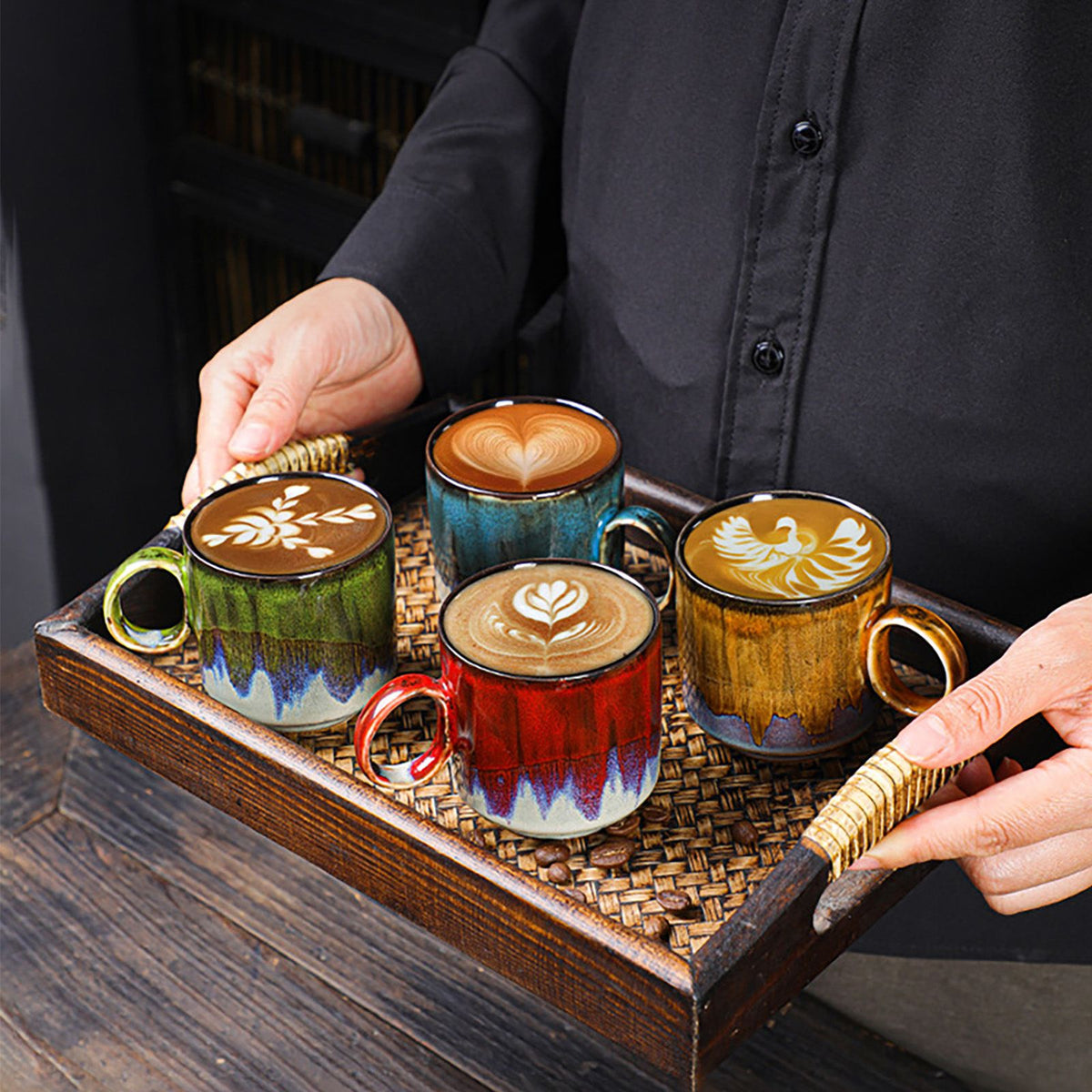 2pcs Ceramic Coffee Mug Special Active Glaze Large Coffee Mug for Office 150ml Capacity Green – view 8