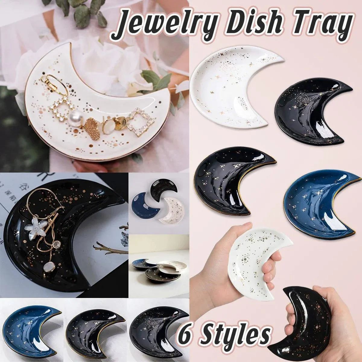 Moon Shaped Decorative Plate Fruit Tray Jewelry Storage Rack Dip Saucer for Home – view 2