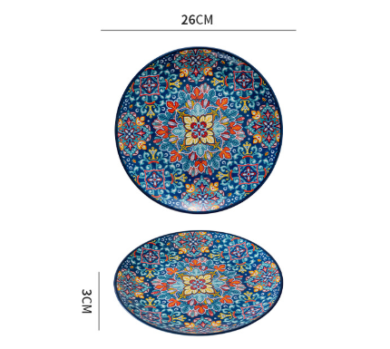 10-Inch Bohemian Ceramic Shallow Plate – Lambos