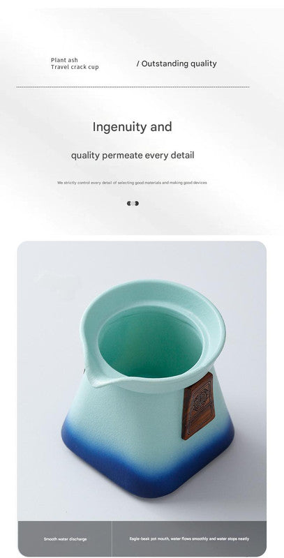 Artisan Ceramic Tea Pot with Built-in Strainer - 280ml, Gradient Finish & Wooden Accents – view 2