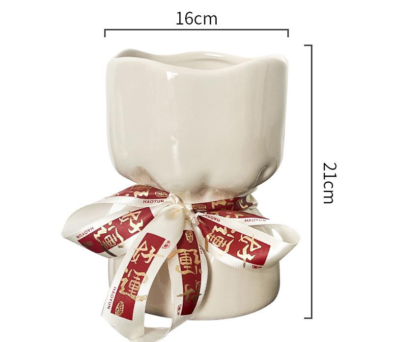 Artisan Handcrafted Ceramic Vase - Minimalist Home Decor with Stable Base – white