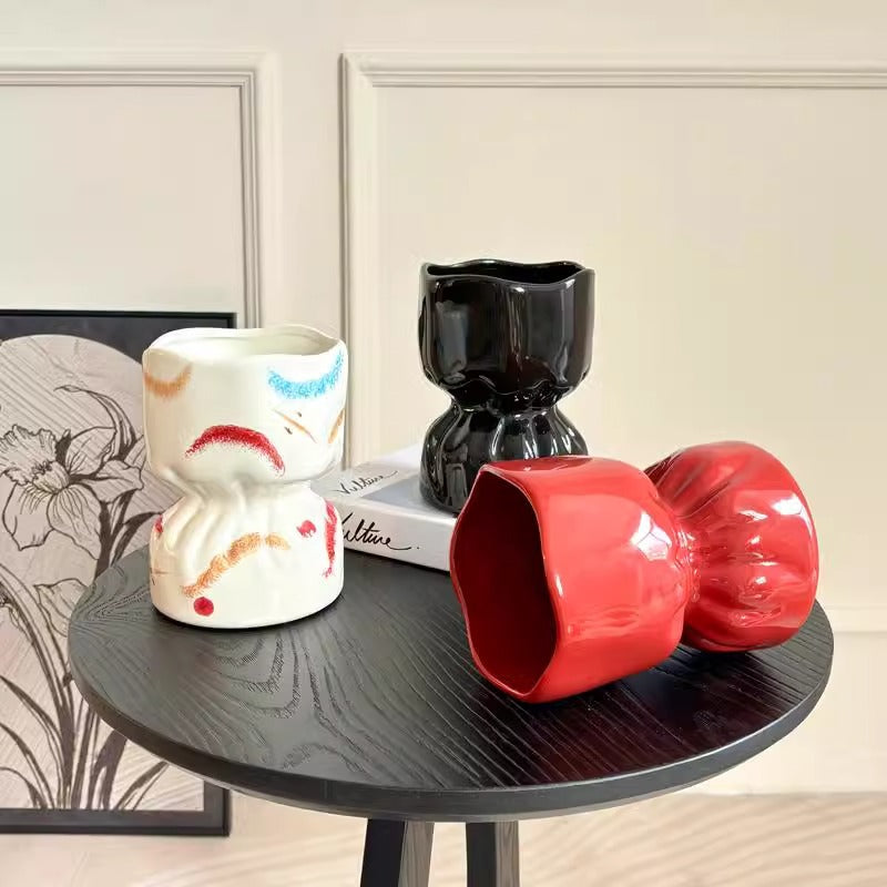 Artisan Handcrafted Ceramic Vase - Minimalist Home Decor with Stable Base – view 2