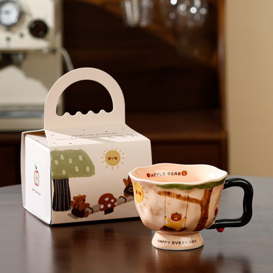 370ML Creative Artistic Ceramic Mug - Unique Water Cup with Hand-Painted Design – view 1