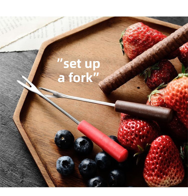 European Style Ceramic Chocolate & Cheese Melter Set - 200ml Mini Melting Mug & Fork – view 6