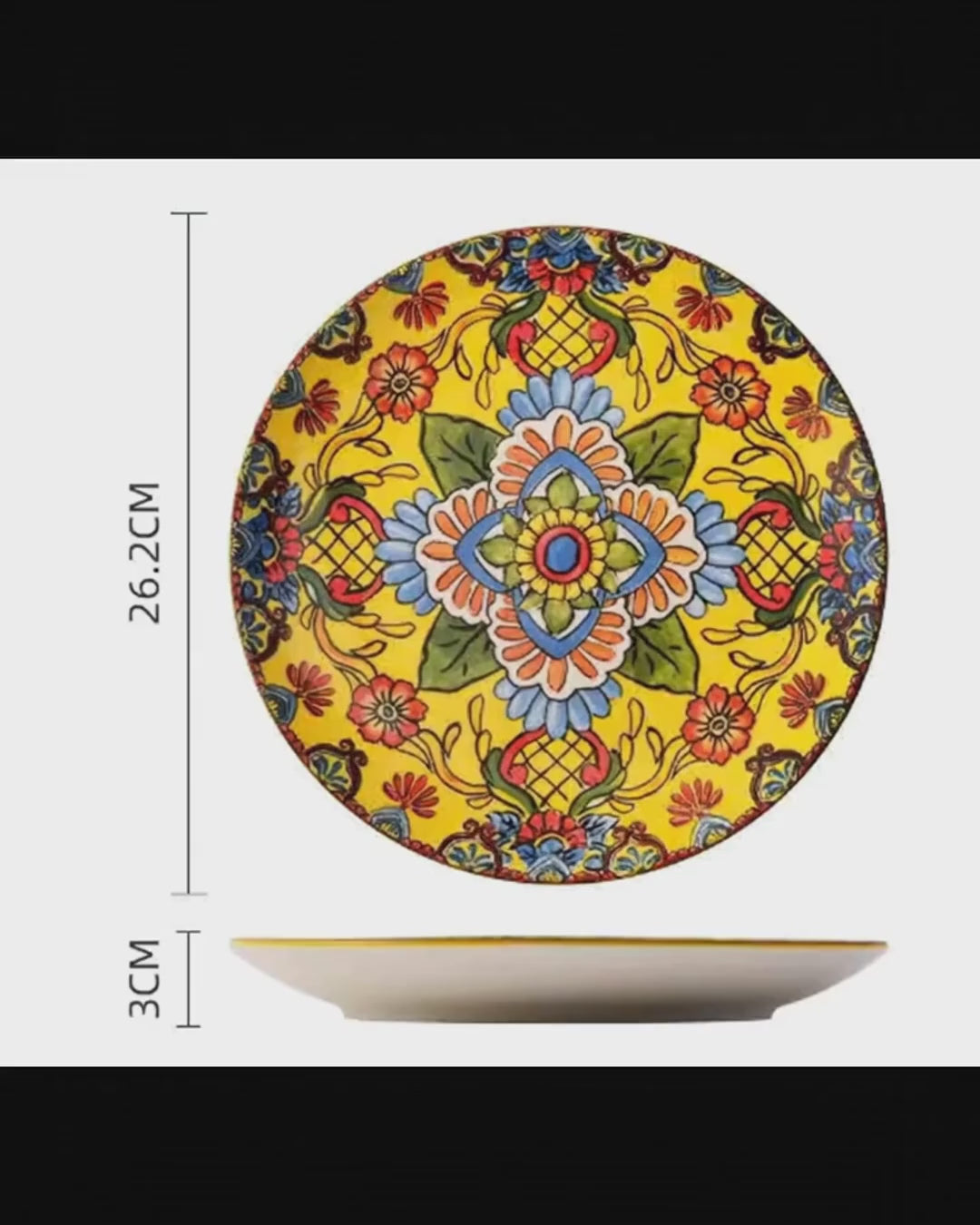 Yellow-bos 10-Inch Bohemian Ceramic Shallow Plate video
