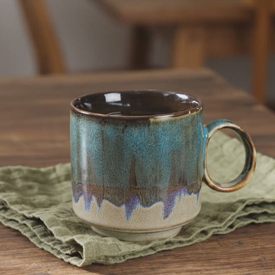 Ceramic Kiln Glaze Coffee Mug Large Capacity Large Handle Coffee Cup for Home Office video