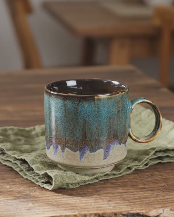 Ceramic Kiln Glaze Coffee Mug Large Capacity Large Handle Coffee Cup for Home Office video